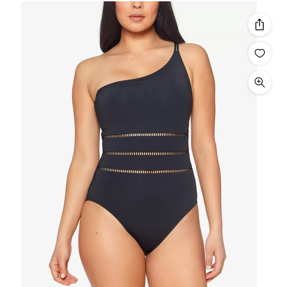 NWT Bleu Rod‎ Beattie Behind The Seams One Shoulder One Piece Swimsuit Black